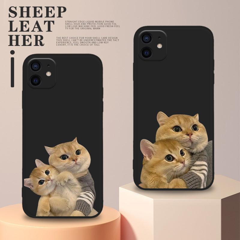 Cute Cat Phone Case Couple Love Silicone