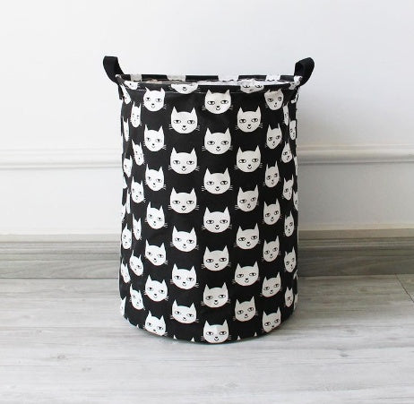 Black & White Cat Laundry Basket