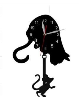 Cute cat and rattle wall clock