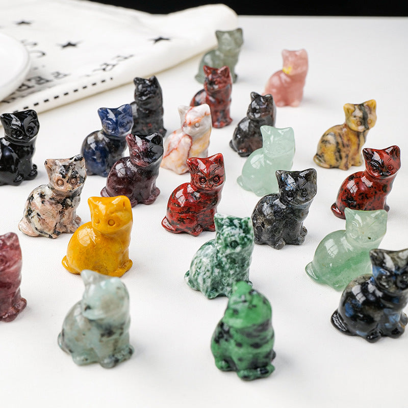 Natural Crystal Fortune Cat Carving Craft Ornaments