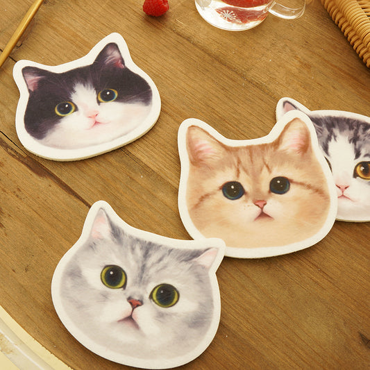 Cat Illustration Cute Cat Head Felt Coaster Dining Table Potholder