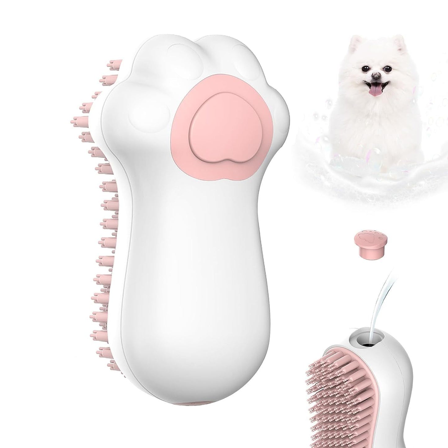 Dog Cat Bath Brush Comb Brush Puppy Pet Grooming Bath Massage Brush With Soap And Shampoo Dispenser Soft Silicone Bristle For Medium Short Haired Dogs Cats Shower