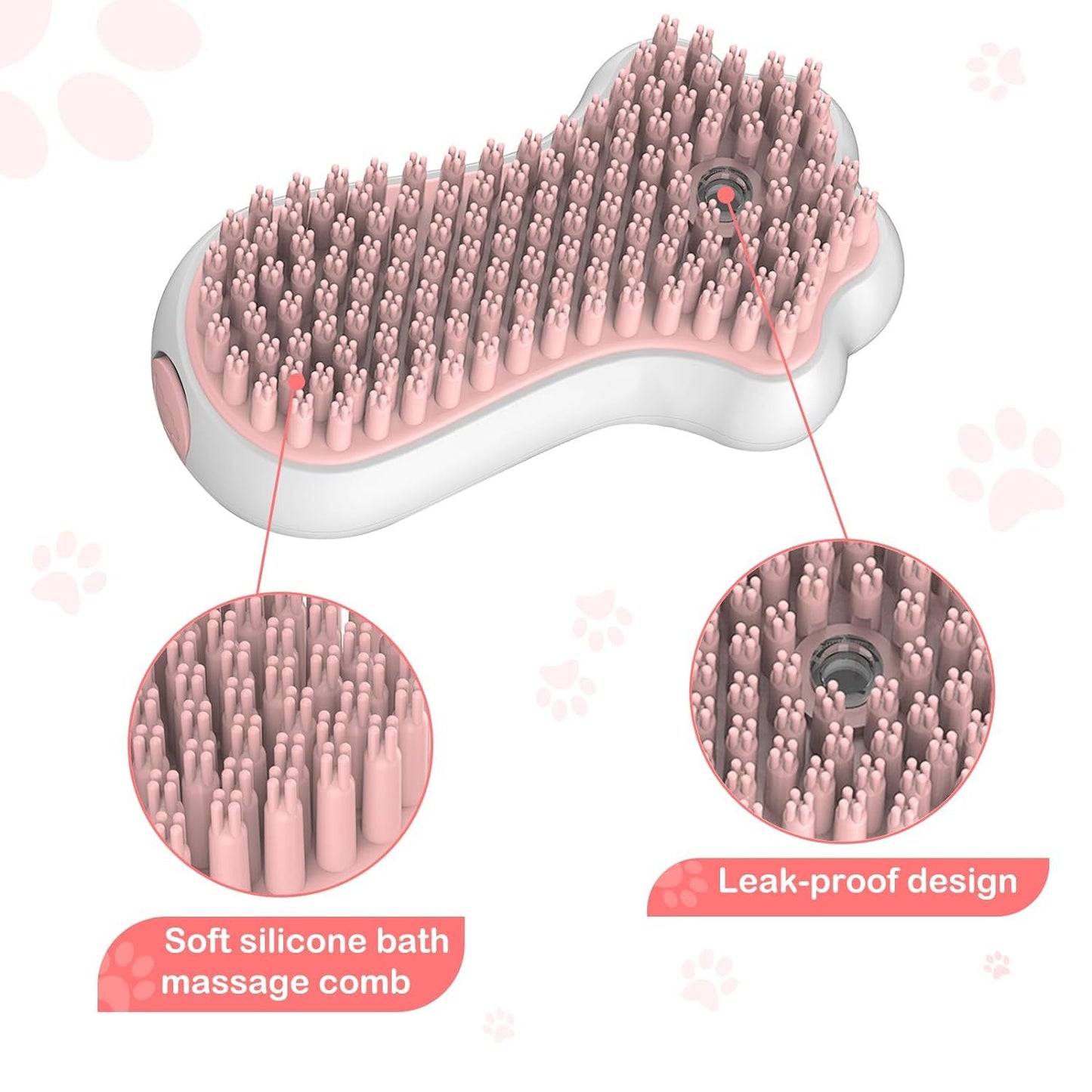 Dog Cat Bath Brush Comb Brush Puppy Pet Grooming Bath Massage Brush With Soap And Shampoo Dispenser Soft Silicone Bristle For Medium Short Haired Dogs Cats Shower