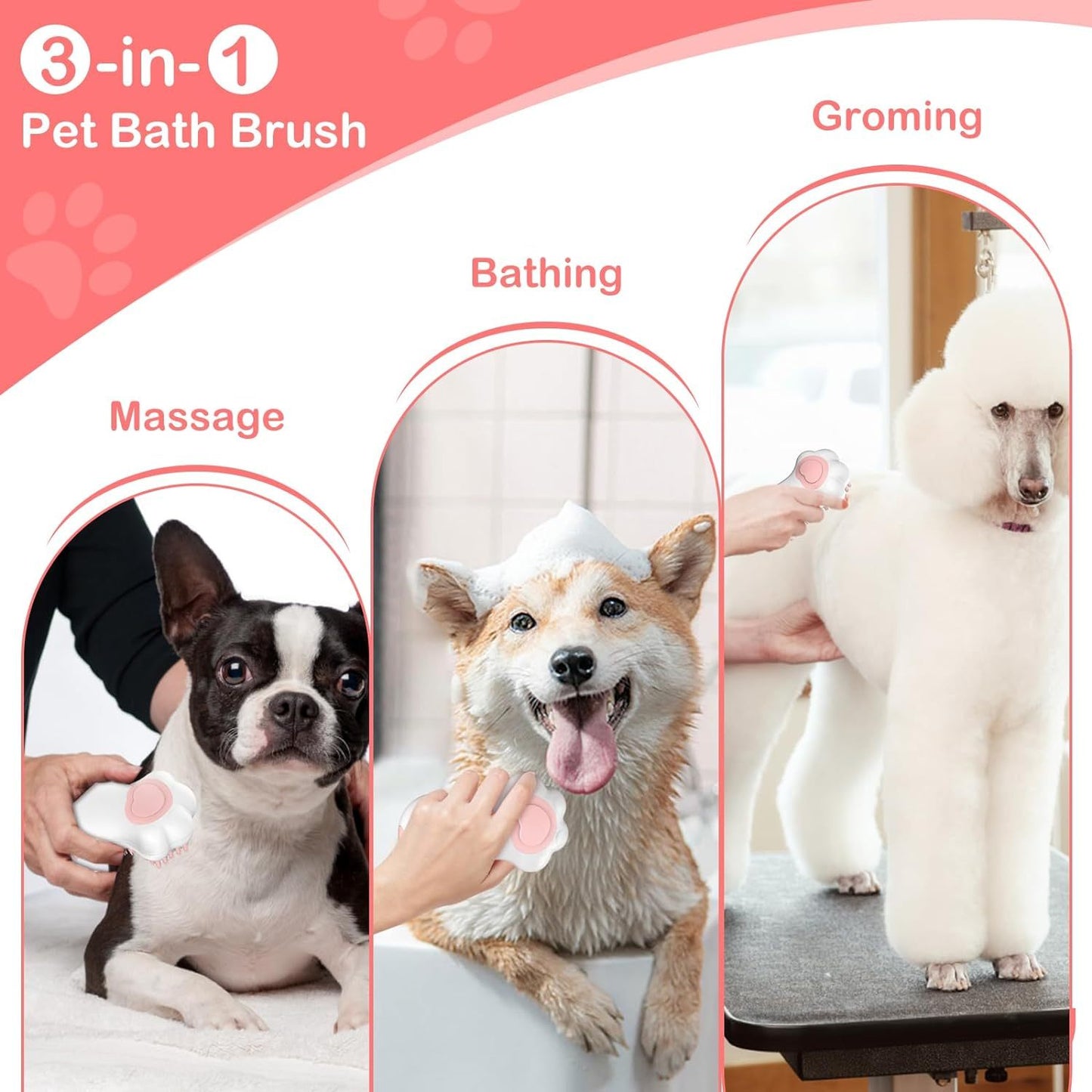 Dog Cat Bath Brush Comb Brush Puppy Pet Grooming Bath Massage Brush With Soap And Shampoo Dispenser Soft Silicone Bristle For Medium Short Haired Dogs Cats Shower