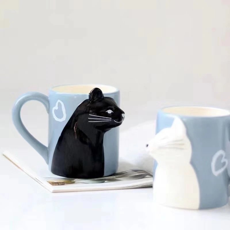 Kiss Cat Coffee Couple Handmade Mug