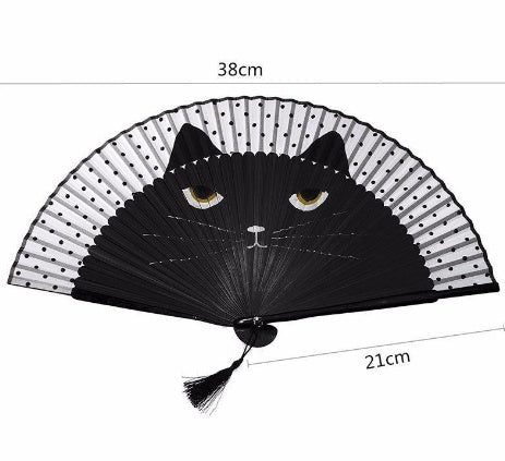 Japanese Cat Bamboo Fan