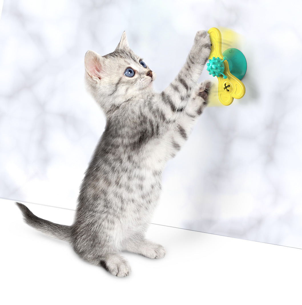 Cat Turntable Toy Butterfly Turning Windmill Teasing Cat Scratching Rubbing Pet