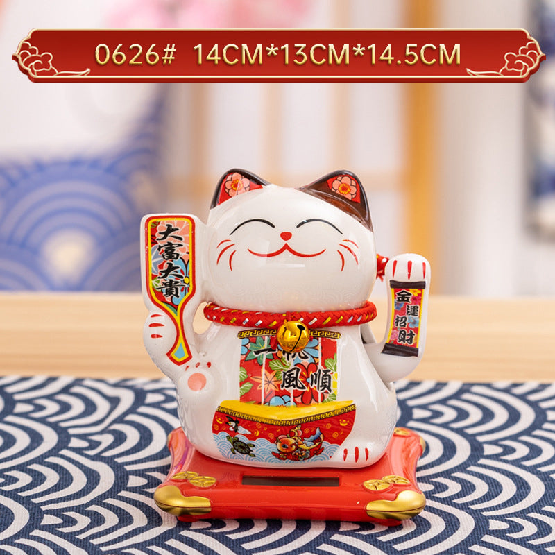 Home Chinese solar lucky cat store gifts can shake hands annual meeting gifts casual car small ornaments decorative crafts