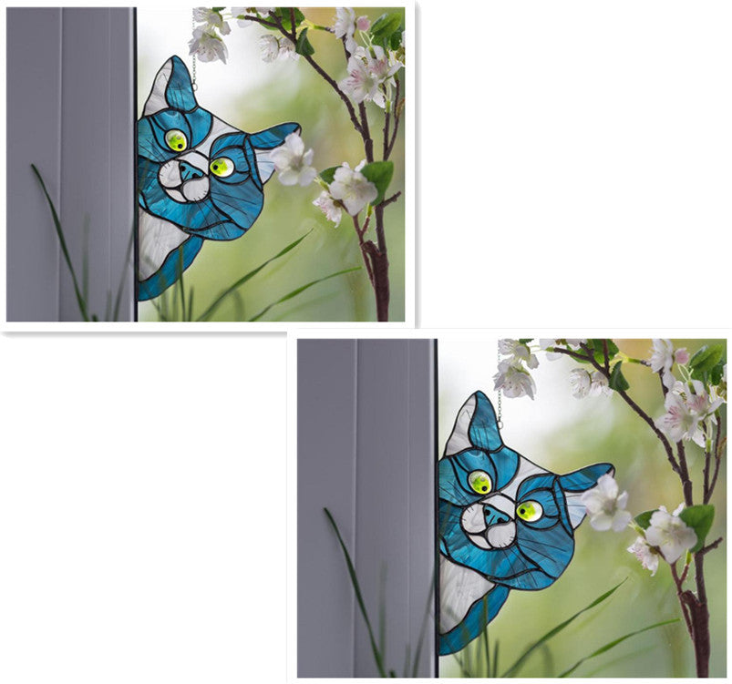 Stained Glass Cat Window Hanger Decoration