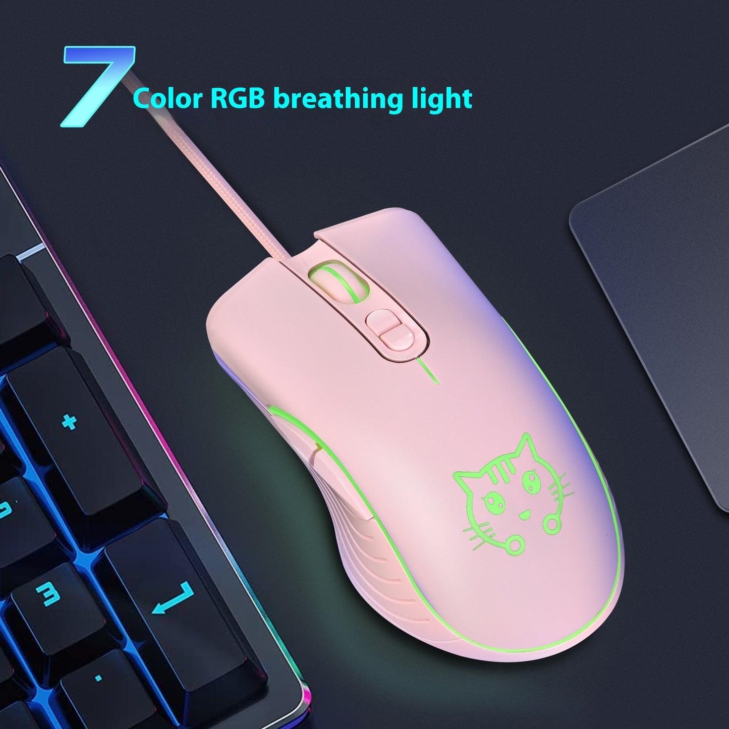 Cat Wired Gaming Electronic Sports Photoelectric Sliding Mouse