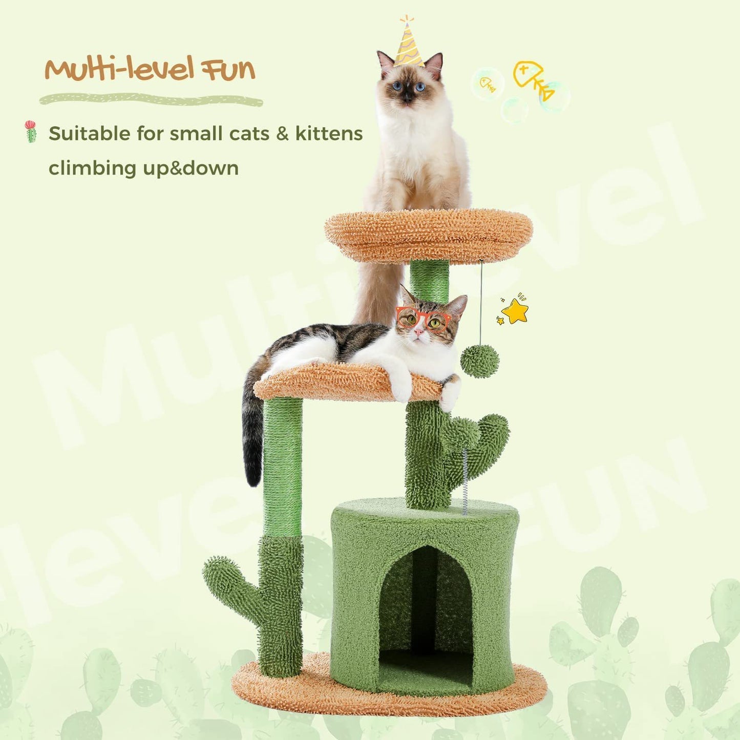 Climbing Frame Cat Nest Tree 32-inch Cactus Cat Climbing Frame