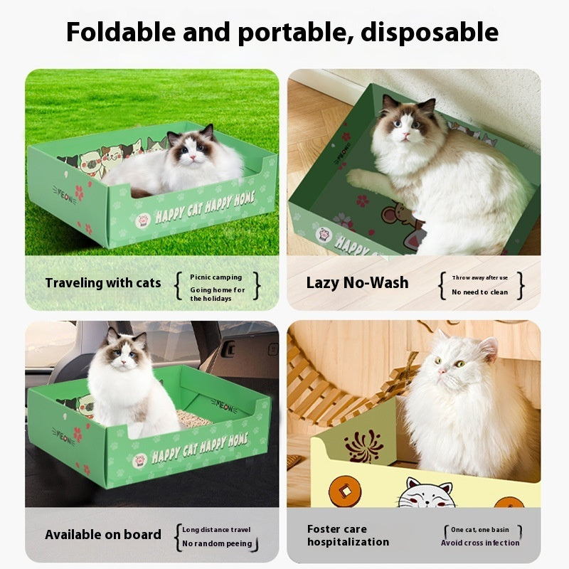 Portable Folding Semi-open Thickened Disposable Litter Box