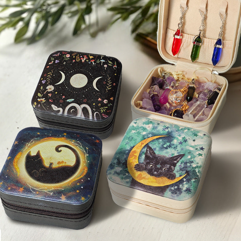 Black Cat Printed Velvet Crystal Box