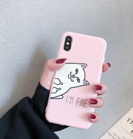 Foreign Trade Popular Style Applicable To IPhone12 Phone Case Middle Finger Cat TPU Soft Case 11Pro Protective Case Men And Women Xr Fashion