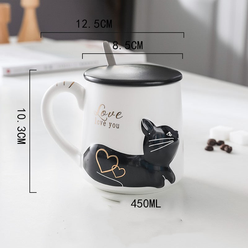 Three-dimensional Relief Cat Ceramic Mug