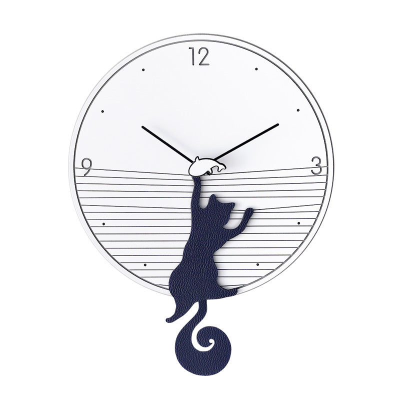 Fashionable Wagtail Cat Silent Clock