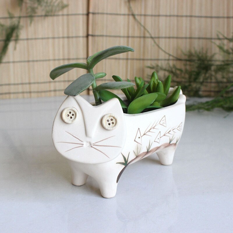 Stoneware Cat Succulent Flower Pot Ceramic