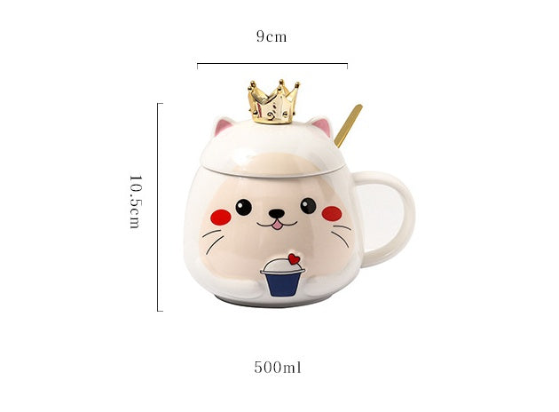 Cartoon Animal Crown Cute Cat Ceramic Cup