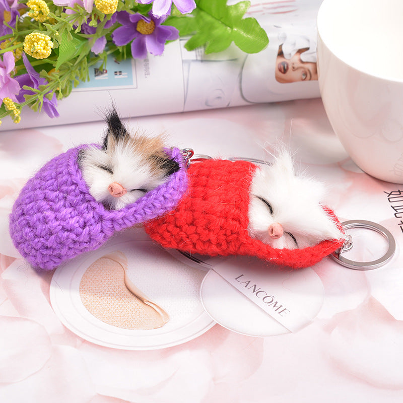 Sleeping cat key ring