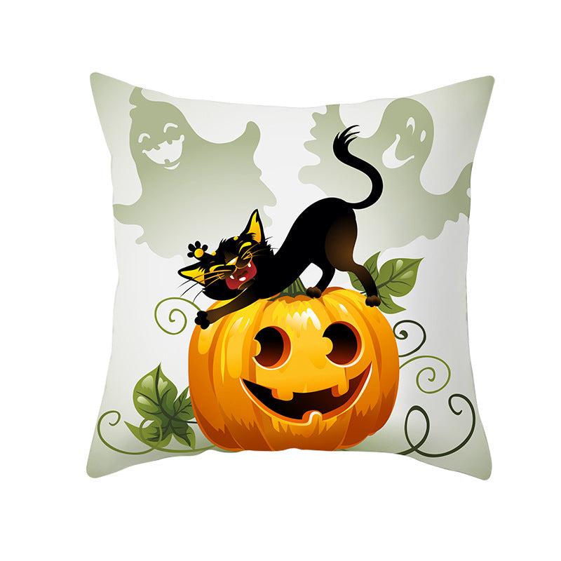 Halloween new pumpkin black cat pillowcase