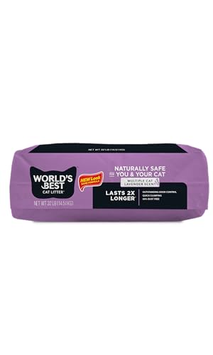 WORLD'S BEST CAT LITTER Multiple Cat Lavender Scented 32-Pounds - Natural Ingredients, Quick Clumping, Flushable, 99% Dust Free & Made in USA - Calming Fragrance & Long-Lasting Odor Control