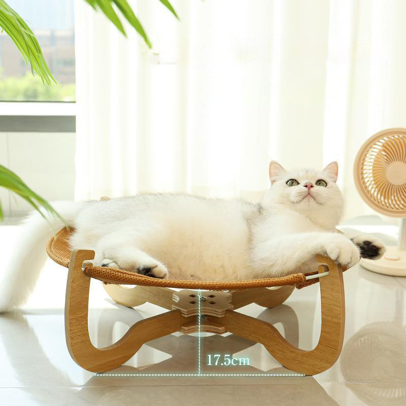 Summer Woven Rattan Hammock For Cat Cool Dog Mat, Pet Marching Bed Off Ground Cat Bed Universal Crib For All Four Seasons