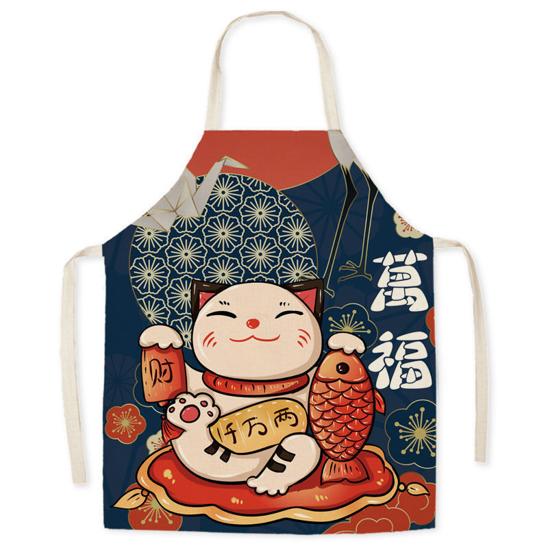 Waterproof Apron Beckoning Cat Adult Gown For Cooking