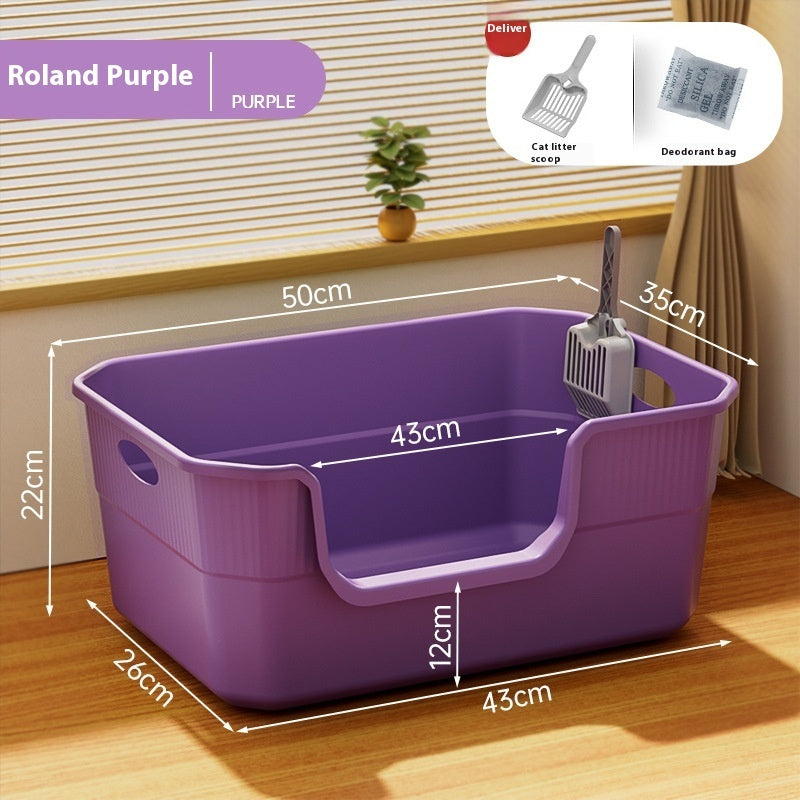 Oversized Splash-proof Cat Litter Box Oversized Open Semi-closed Cat Toilet