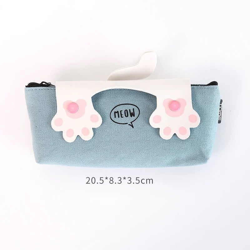 Creative Cute Cartoon Cat Canvas Zipper Pencil Case