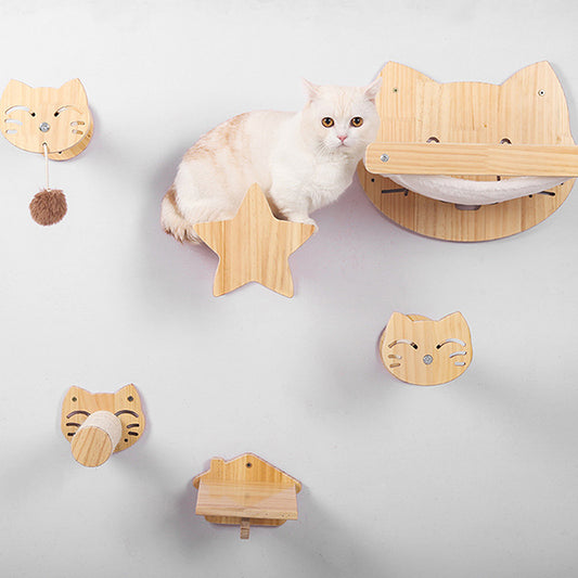 Pine Solid Wood DIY Cat Climbing Frame Cat Wall Hanging