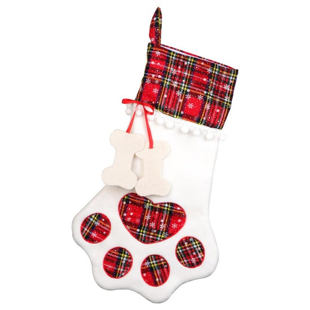 OurWarm Plaid Christmas Stocking New Year Gift Bag for Pet Cat Christmas Goods Xmas Tree Hanging Ornaments navidad