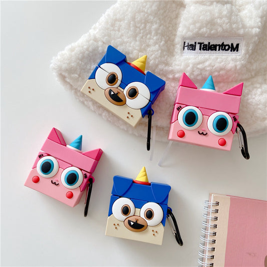 3D stereo unicorn cat earphone protective cover