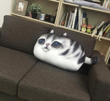 Factory wholesale creative cat plush pillow tail cat cushion large cartoon 3d printed sofa pillow