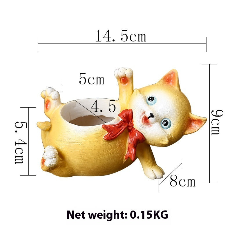 Cartoon Animal Resin Cat Flowerpot Desktop Basin