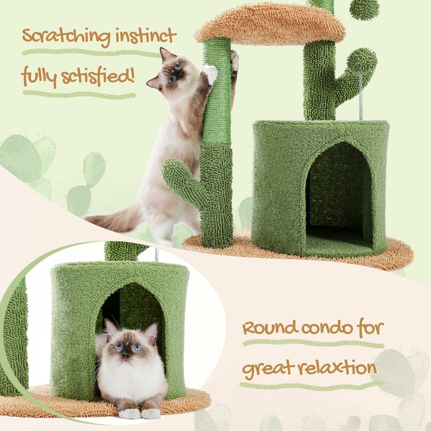 Climbing Frame Cat Nest Tree 32-inch Cactus Cat Climbing Frame