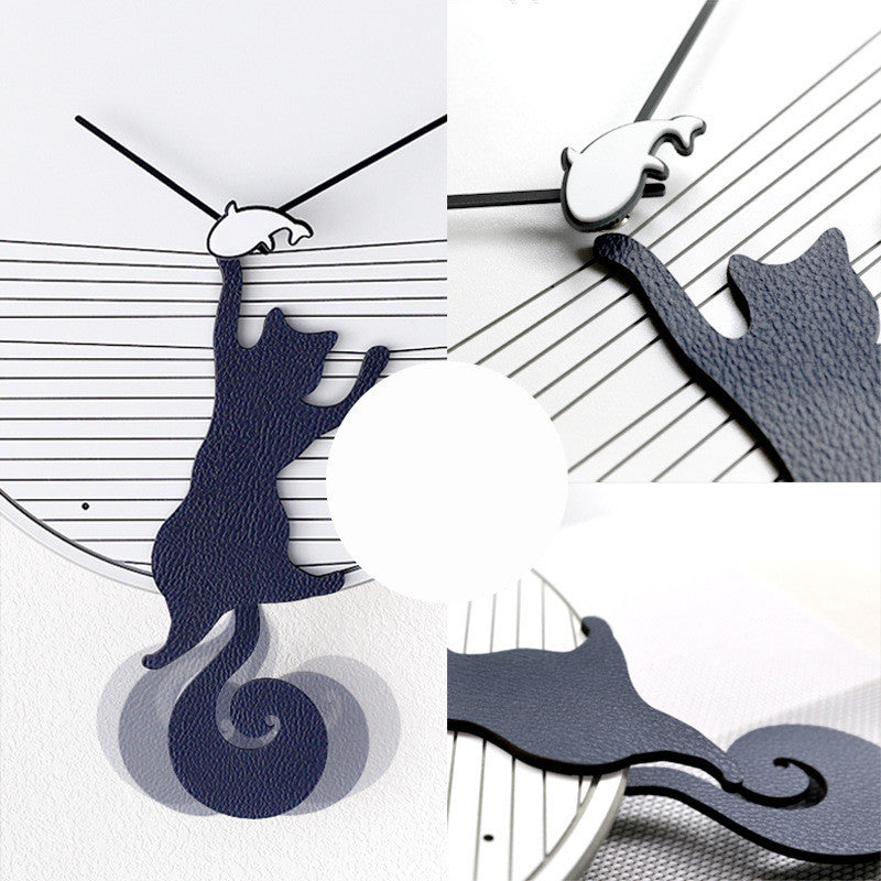 Fashionable Wagtail Cat Silent Clock