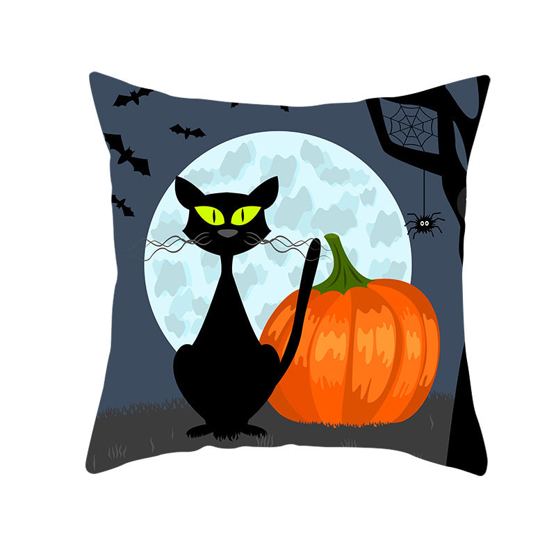 Halloween new pumpkin black cat pillowcase