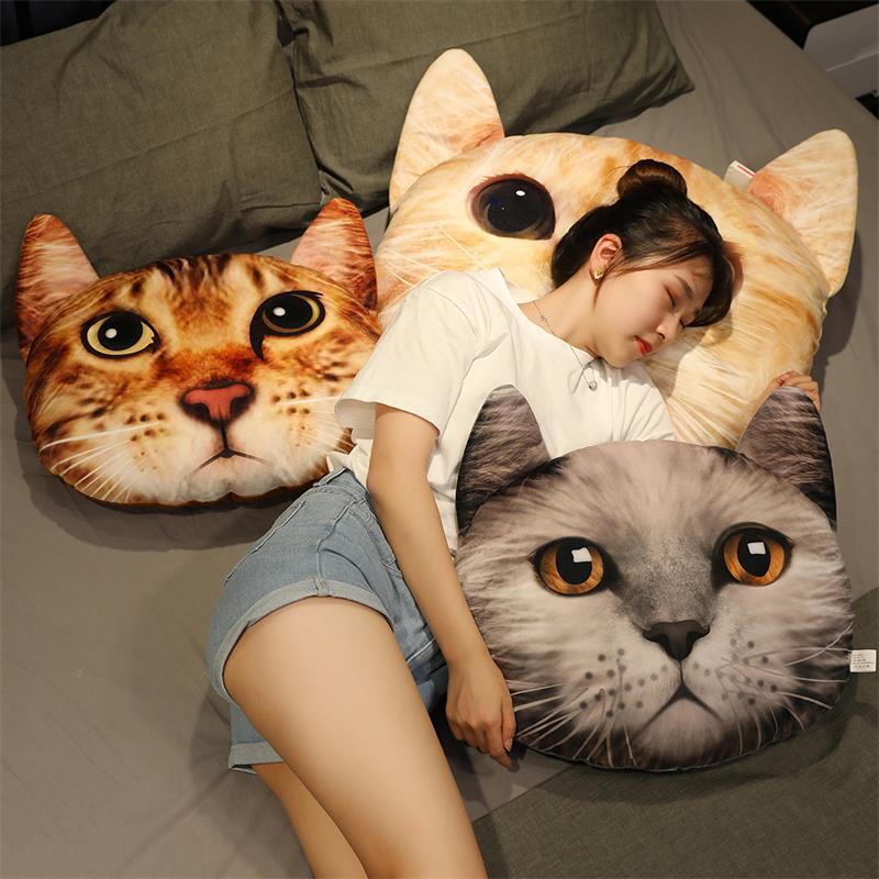 Cartoon simulation 3D cat head cushion