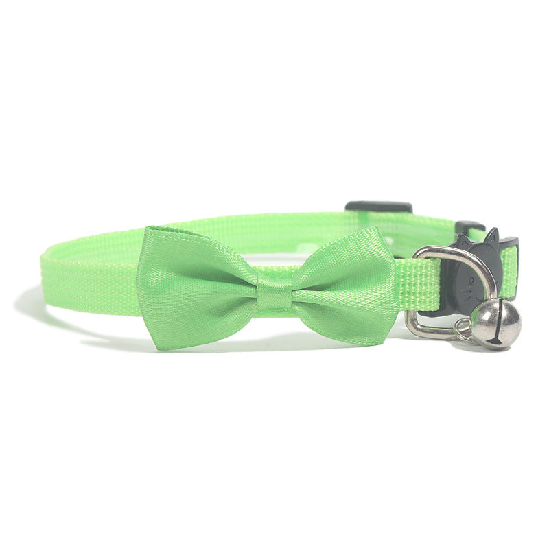 Pet Bow Collar Nylon Webbing Multicolor Adjustable Belt Bell Pet Jewelry Cat Collar Safety Buckle