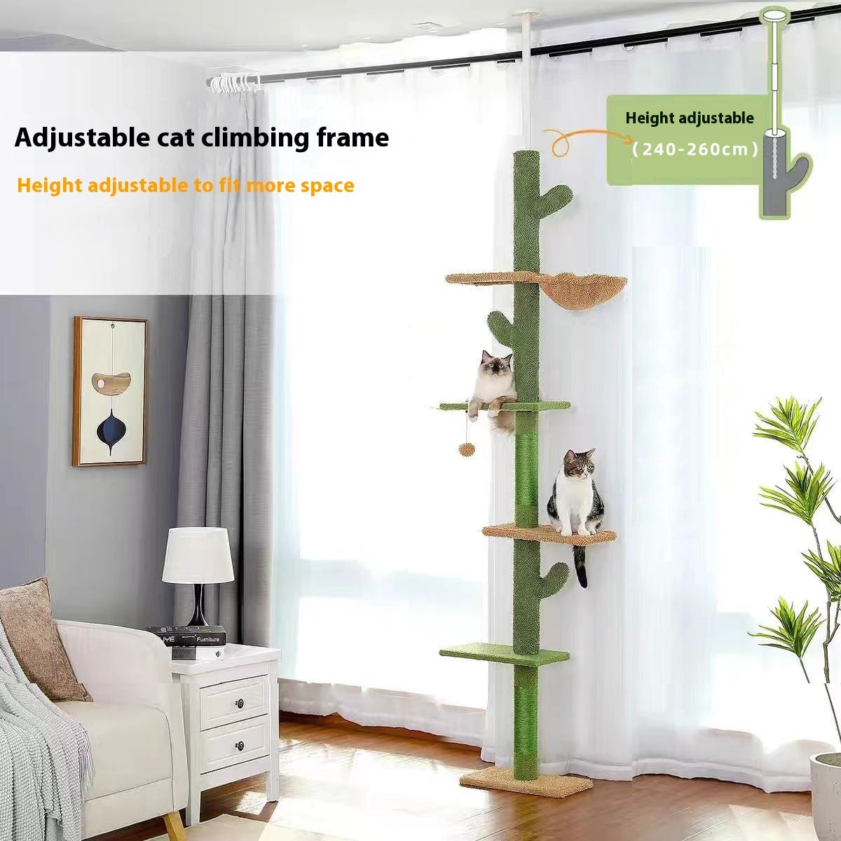 Cactus Cat Nest Cat Tree Integrated Cat Scratch Board Cat Toy Self-Hi Relieving Stuffy Solid Wood Cat Climbing Frame