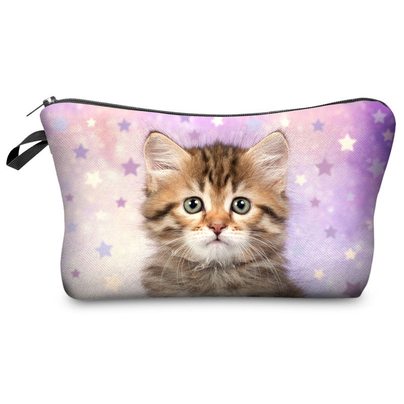 Cartoon Cute Cat Ear Print Cosmetic Bag