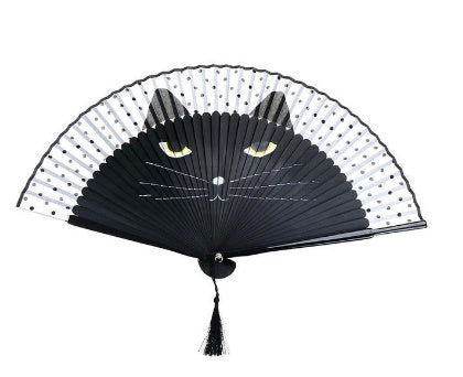 Japanese Cat Bamboo Fan