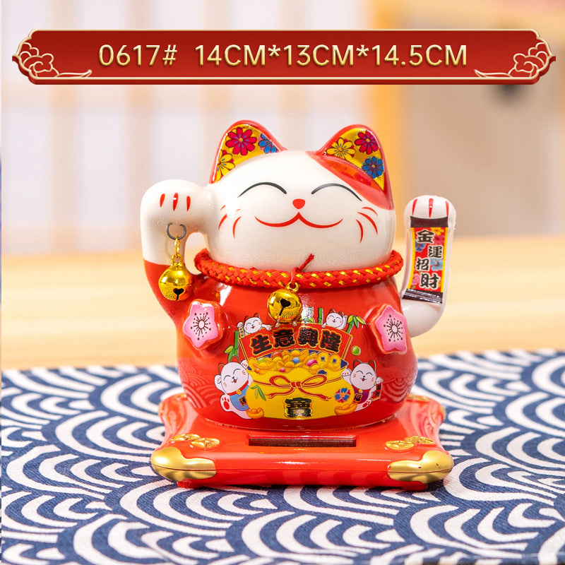 Home Chinese solar lucky cat store gifts can shake hands annual meeting gifts casual car small ornaments decorative crafts