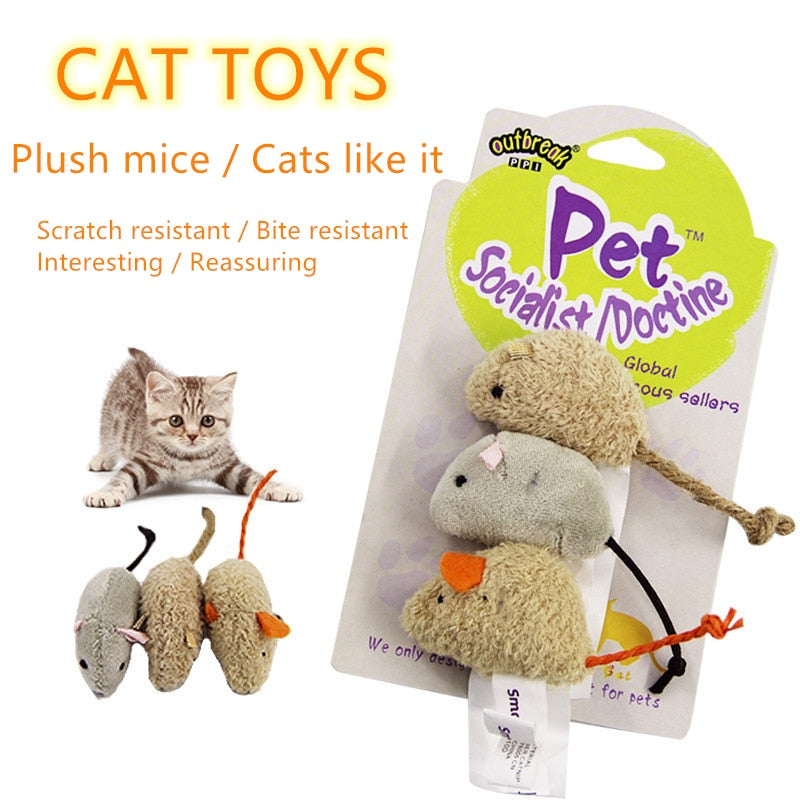 3 PCS Funny Plush Mouse Interactive Cat Toy Popular Wholesale Cat Plush Toy Pet Training Tool Improve Intelligence for Cats Toys