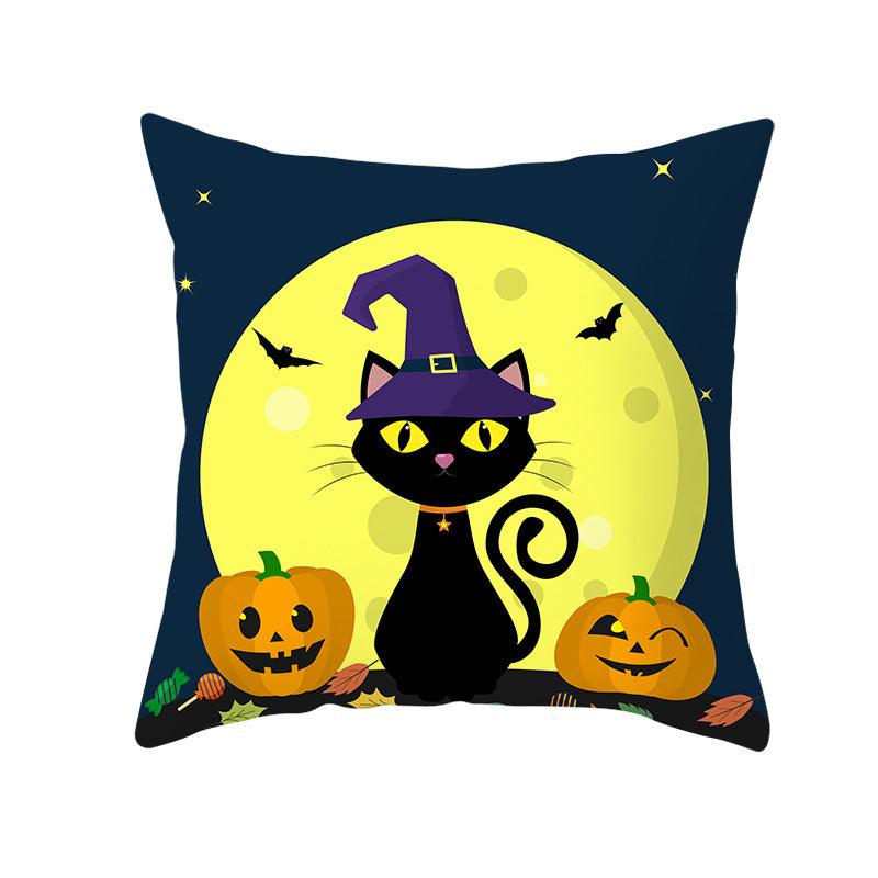 Halloween new pumpkin black cat pillowcase