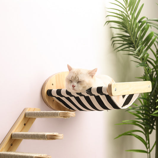 Cat Climbing Frame Wall-Mounted Solid Wood Wall Hanging Sisal Column Cat Toy Jumping Platform Scratching Board