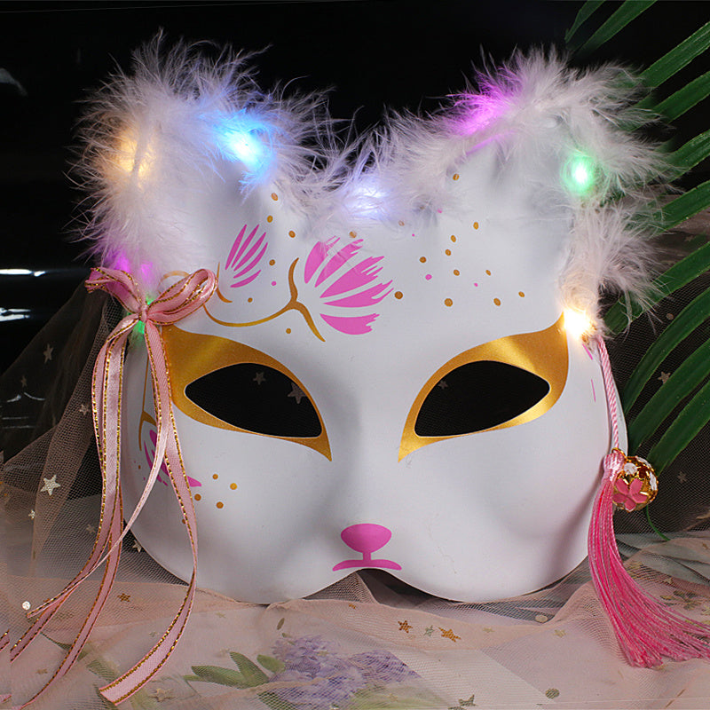 Luminous Feather Fox Mask Two-faced Cat