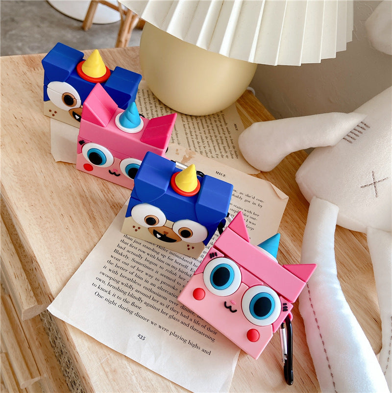 3D stereo unicorn cat earphone protective cover