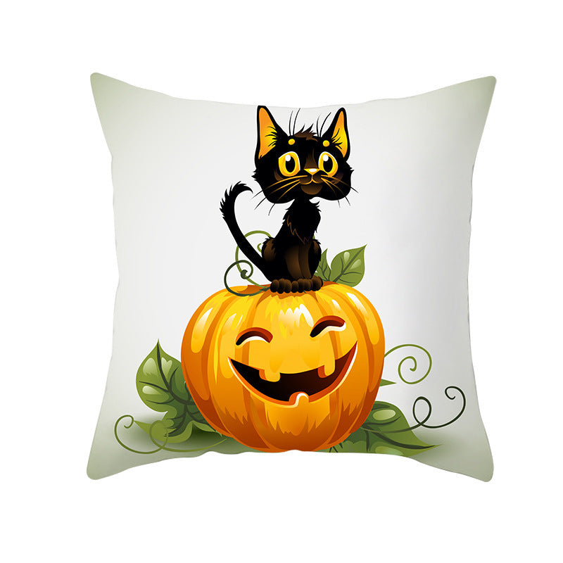 Halloween new pumpkin black cat pillowcase