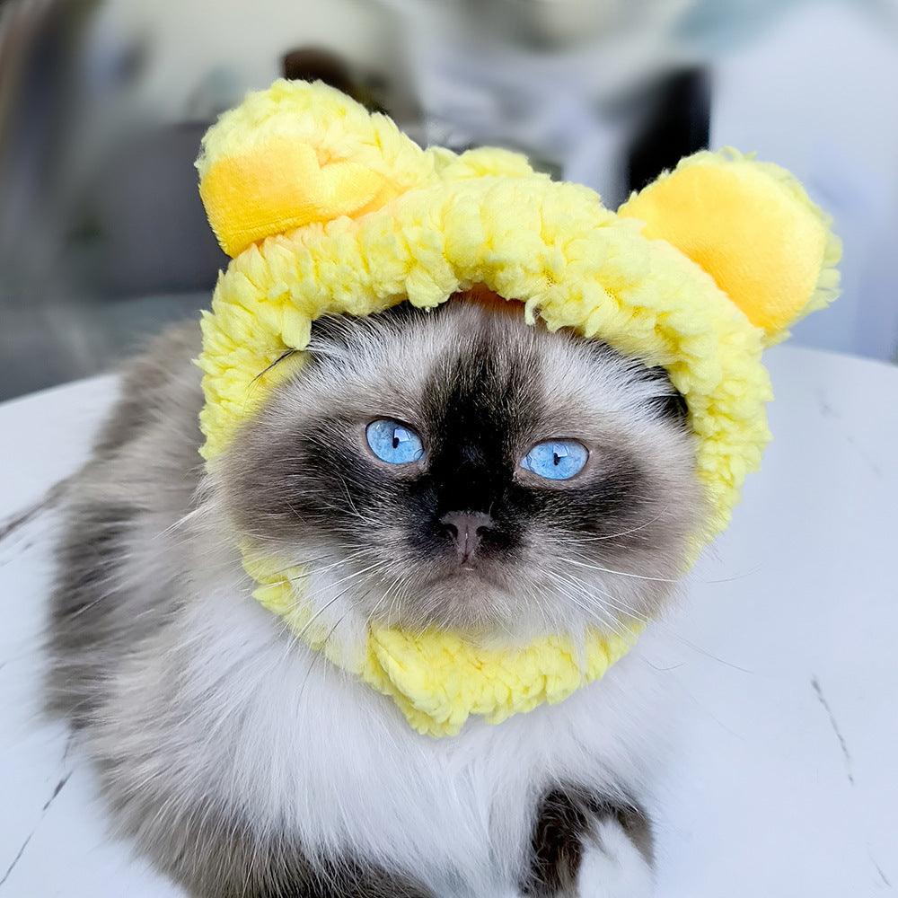 Pet Headgear Cute Cat Teddy Dress Up SUNFLOWER Cat Headdress Wig Cat Headgear Hat